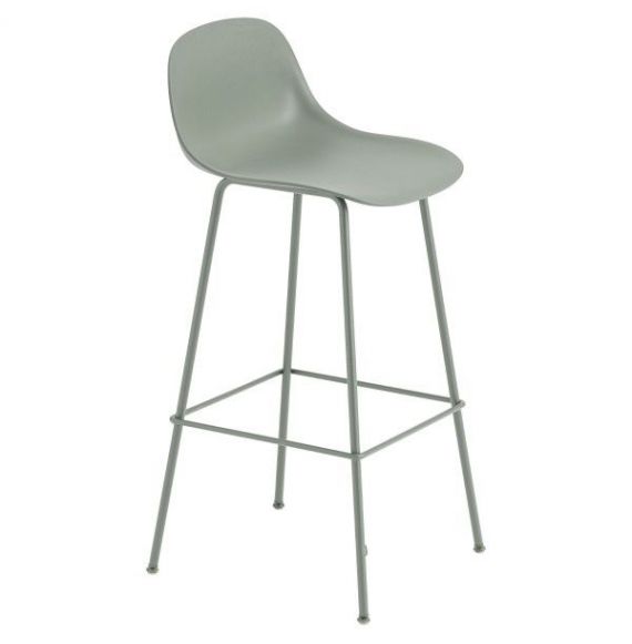 Muuto Fiber bar stoel W.Backrest/wood base- dusty green/dusty green -H.65cm