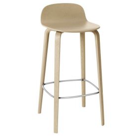 Muuto Fiber bar stoel W.Backrest/wood base- grey/grey -H.65cm