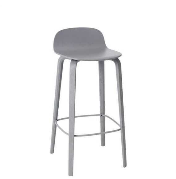 Muuto Fiber bar stoel W.Backrest/wood base- grey/grey -H.65cm