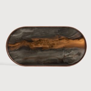 Ethnicraft Organic glazen dienblad ovaal bruin