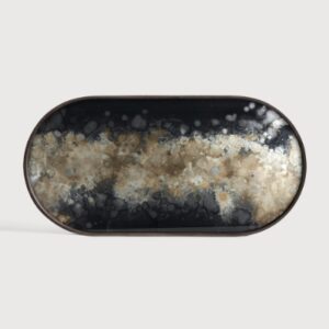 Ethnicraft Organic glazen dienblad ovaal black