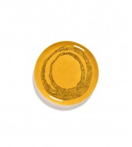 SERAX Ottolenghi Feast bord yellow swirl dots zwart L