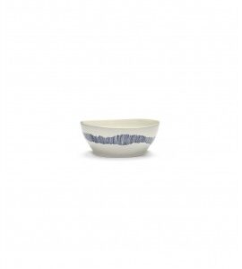 SERAX Ottolenghi Feast kom white swirl - stripes blauw L