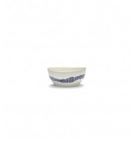 SERAX Ottolenghi Feast kom white swirl - stripes blauw S