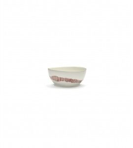 SERAX Ottolenghi Feast kom white swirl - stripes rood S