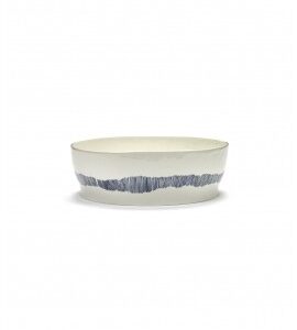 SERAX Ottolenghi Feast saladekom white swirl - stripes blauw