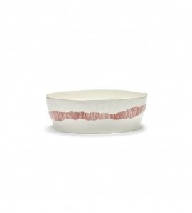 SERAX Ottolenghi Feast saladekom white swirl - stripes rood