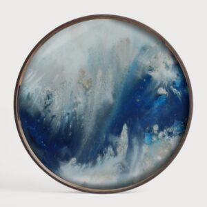 Ethnicraft Organic glazen dienblad 48cm blue mist