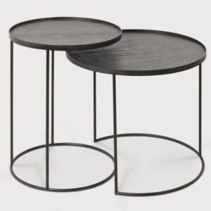 Ethnicraft Round Tray side table set