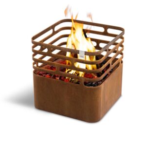 Hofats cube fire basket corten