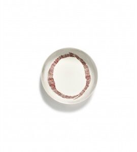 SERAX Ottolenghi Feast hoog bord white swirl - stripes rood