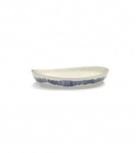 SERAX Ottolenghi Feast serveerschaal wit swirl - stripes blauw